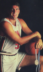 Randall with his bronze medal from playing with the 1990 US national team